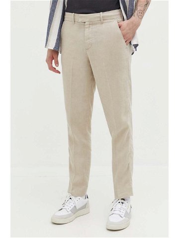 Plátěné kalhoty Abercrombie & Fitch béžová barva jednoduché