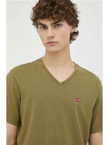 Bavlněné tričko Levi s zelená barva