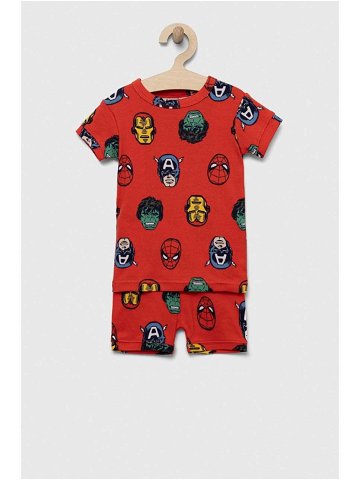 Dětské bavlněné pyžamo GAP x Marvel červená barva