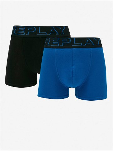 Sada dvou pánských boxerek v černé a modré barvě Replay