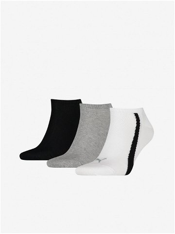 Sada tří párů ponožek v černé bílé a světle šedé barvě Puma Lifestyle