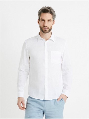 Bílá pánská lněná košile Celio Daflix