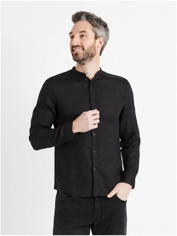 Černá pánská lněná košile Celio Damaolin