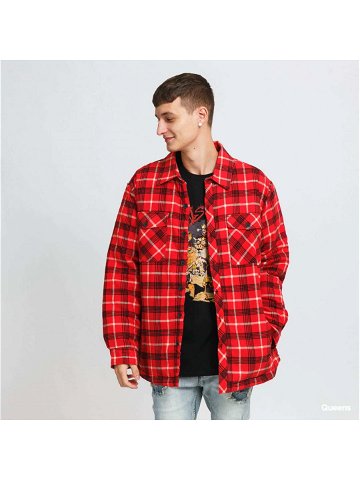 Urban Classics Plaid Quilted Shirt Jacket Red