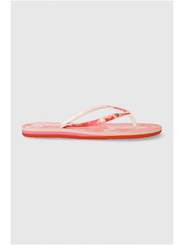 Žabky Roxy dámské růžová barva na plochém podpatku