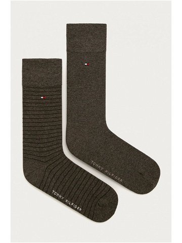 Ponožky Tommy Hilfiger 2-pack pánské hnědá barva 100001496