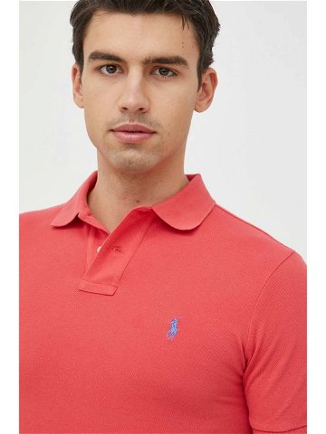 Bavlněné polo tričko Ralph Lauren červená barva 710536856
