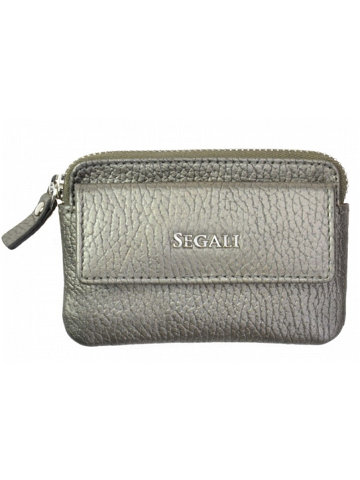 SEGALI Kožená mini peněženka-klíčenka 7483 A silver gold