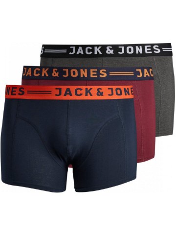 Jack & Jones PLUS 3 PACK – pánské boxerky JACLICHFIELD 12147592 Burgundy XXL