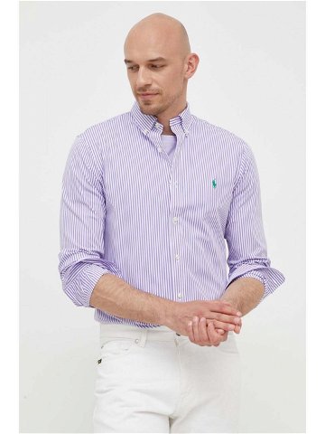 Košile Polo Ralph Lauren pánská fialová barva slim s límečkem button-down
