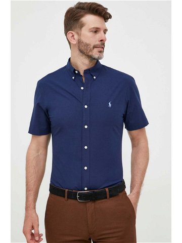 Košile Polo Ralph Lauren pánská tmavomodrá barva slim s límečkem button-down