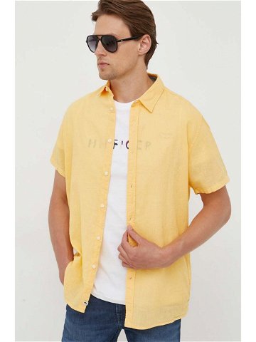 Plátěná košile Pepe Jeans Parker žlutá barva regular s klasickým límcem