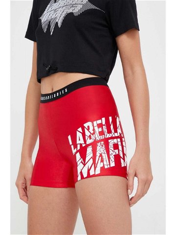 Tréninkové šortky LaBellaMafia Hardcore Ladies červená barva s potiskem high waist