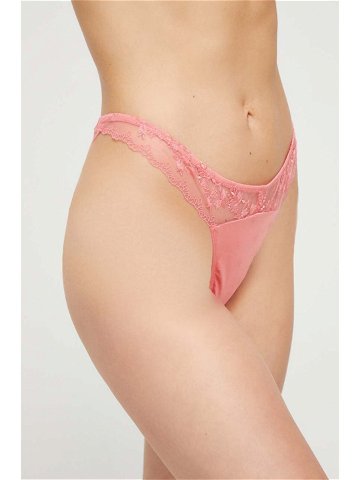 Kalhotky brazilky Guess růžová barva průhledné