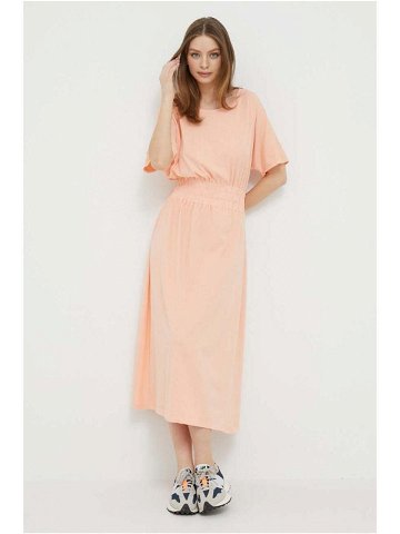 Bavlněné šaty Deha oranžová barva maxi