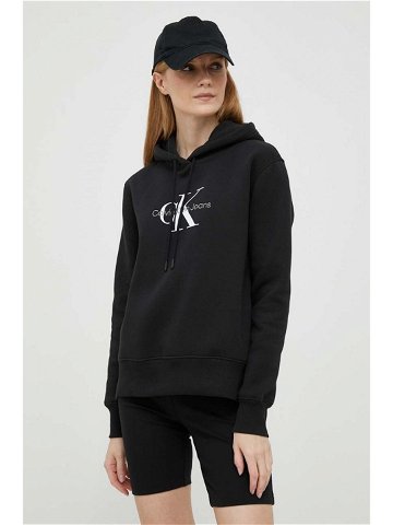 Mikina Calvin Klein Jeans dámská černá barva s kapucí s potiskem J20J221335