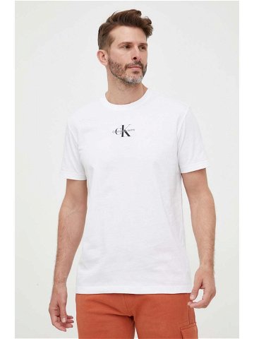 Bavlněné tričko Calvin Klein Jeans bílá barva s potiskem J30J323483
