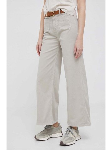 Kalhoty Pepe Jeans dámské šedá barva široké high waist