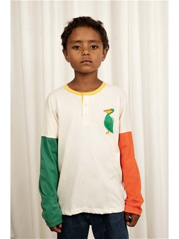 Dětské bavlněné tričko s dlouhým rukávem Mini Rodini bílá barva s potiskem