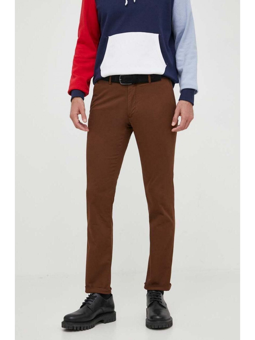 Kalhoty Polo Ralph Lauren pánské hnědá barva přiléhavé 710644988