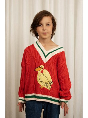 Dětský bavlněný svetr Mini Rodini červená barva