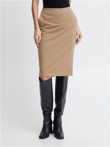 ICHI Pouzdrová sukně 20118160 Béžová Slim Fit