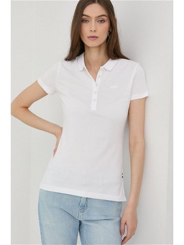 Bavlněné tričko BOSS bílá barva s límečkem
