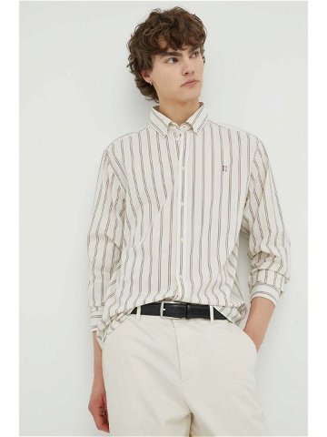 Košile Les Deux Kristian Stripe béžová barva regular s límečkem button-down