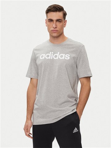 Adidas T-Shirt Essentials Single Jersey Linear Embroidered Logo T-Shirt IC9277 Šedá Regular Fit