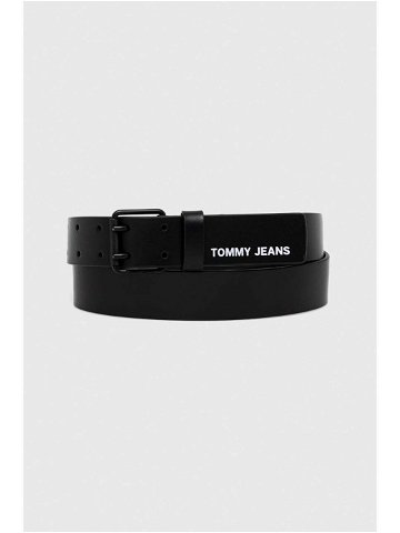 Kožený pásek Tommy Jeans pánský černá barva