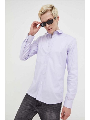 Košile HUGO pánská bílá barva slim s klasickým límcem