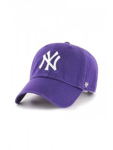 Bavlněná baseballová čepice 47brand MLB New York Yankees fialová barva s aplikací