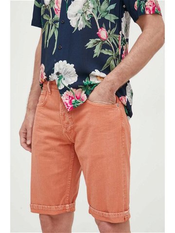 Džínové šortky Pepe Jeans Callen pánské oranžová barva