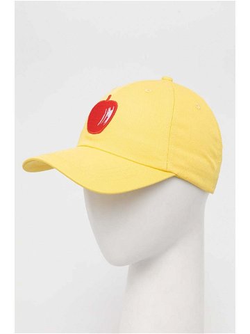 Bavlněná baseballová čepice United Colors of Benetton žlutá barva s aplikací