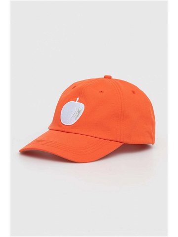 Bavlněná baseballová čepice United Colors of Benetton oranžová barva s aplikací