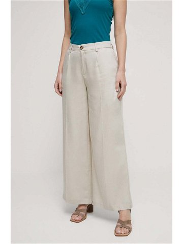 Kalhoty Medicine dámské béžová barva široké medium waist