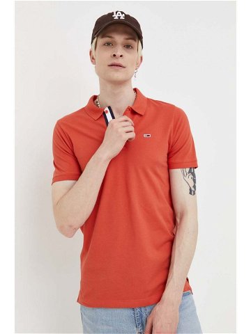 Bavlněné polo tričko Tommy Jeans oranžová barva
