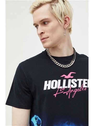 Bavlněné tričko Hollister Co černá barva