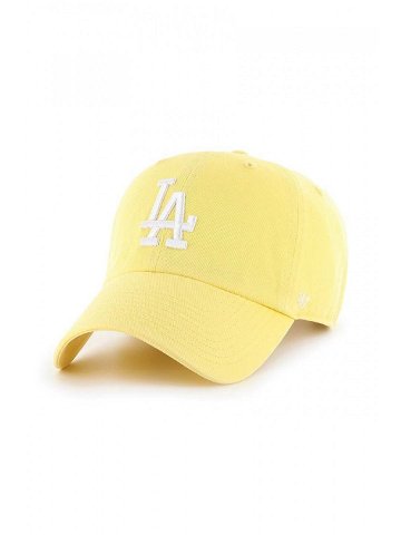 Bavlněná baseballová čepice 47brand MLB Los Angeles Dodgers žlutá barva s aplikací