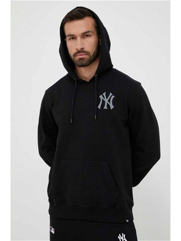 Mikina 47brand MLB New York Yankees pánská černá barva s kapucí s potiskem