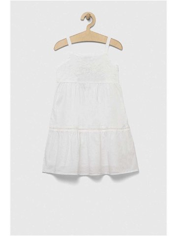 Dětské bavlněné šaty United Colors of Benetton bílá barva mini