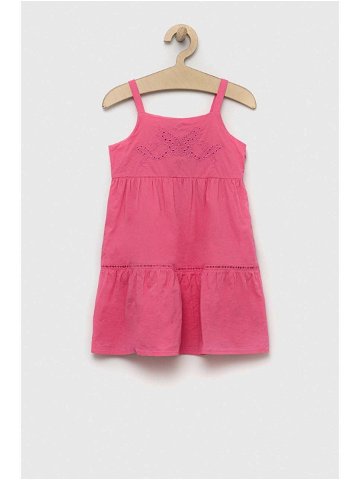 Dětské bavlněné šaty United Colors of Benetton růžová barva mini