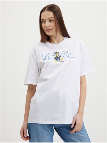 Bílé dámské oversize tričko KARL LAGERFELD x Disney