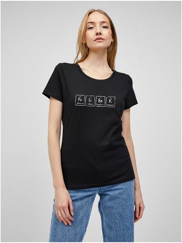 Černé dámské tričko s potiskem ZOOT Original Polibek