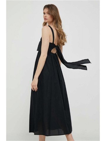 Bavlněné šaty Sisley černá barva midi