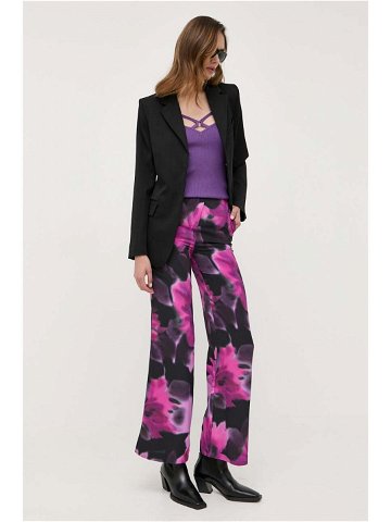 Kalhoty Morgan dámské fialová barva široké high waist