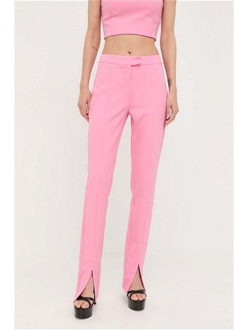 Kalhoty Morgan dámské růžová barva jednoduché medium waist