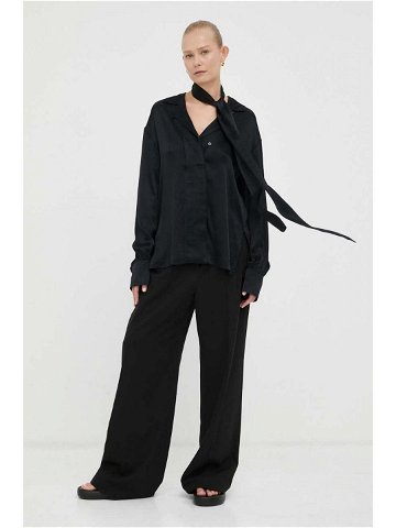 Kalhoty 2NDDAY dámské černá barva jednoduché high waist