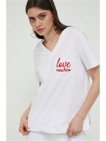 Bavlněné tričko Love Moschino bílá barva