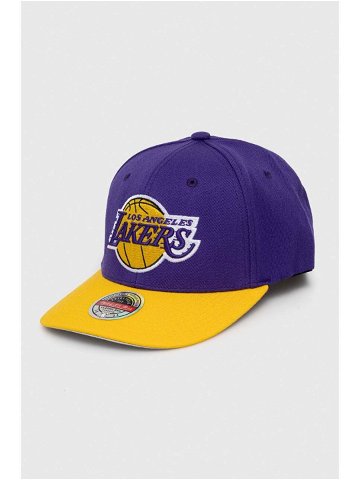 Čepice s vlněnou směsí Mitchell & Ness Los Angeles Lakers fialová barva s aplikací